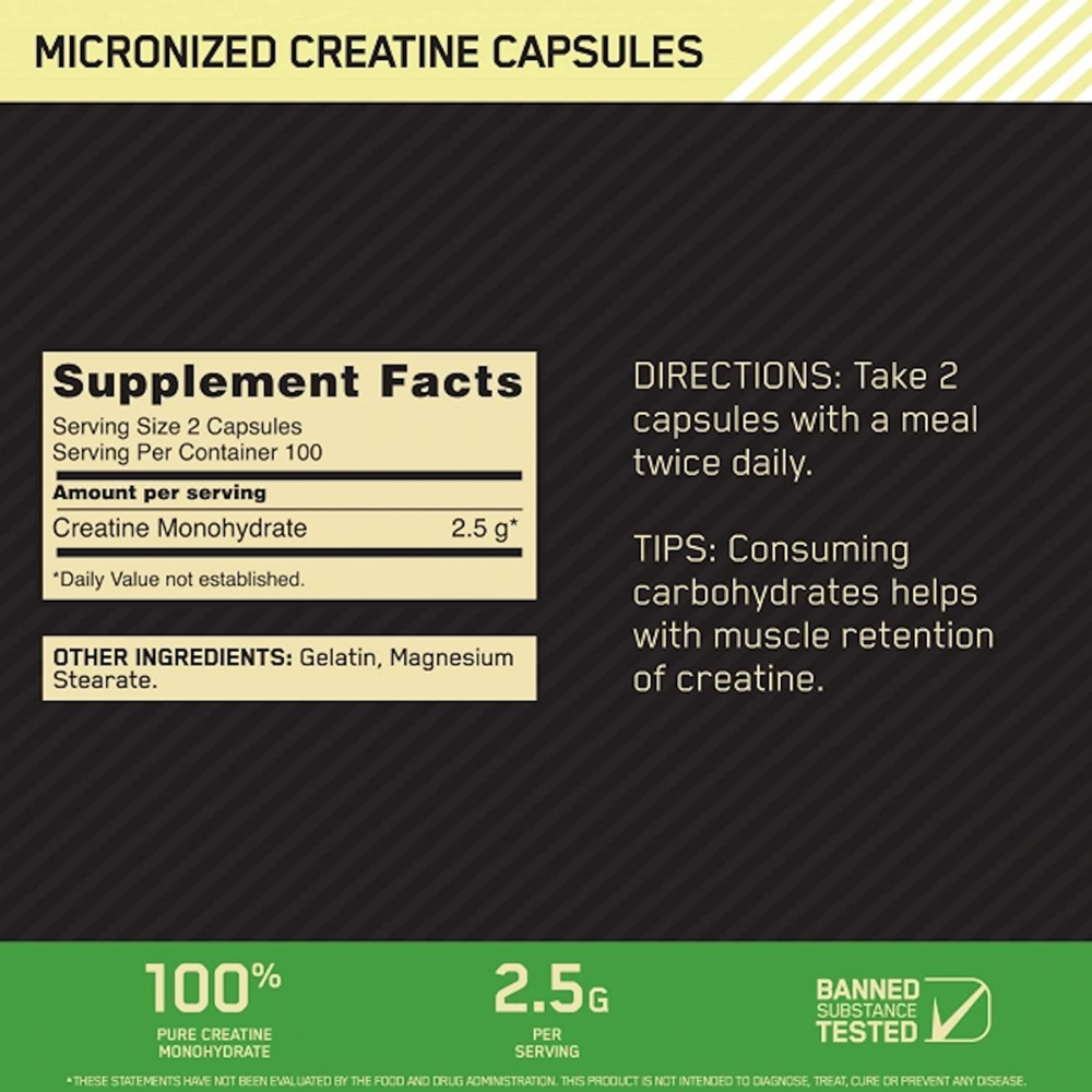 Micronized Creatine Capsules (200 Capsules)